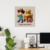 Westerne cowboyjongens aanpasbaar poster (Thuiskantoor)
