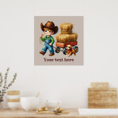 Westerne cowboyjongens aanpasbaar poster (Keuken)