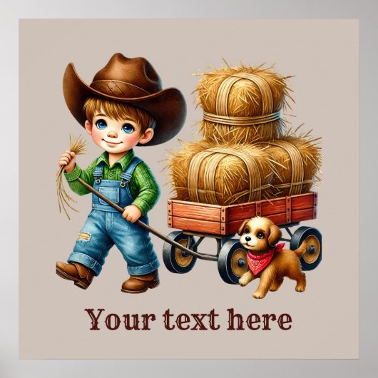 Westerne cowboyjongens aanpasbaar poster (Voorkant)