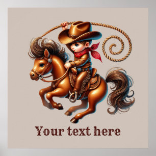 Westerne cowboyjongens aanpasbaar poster