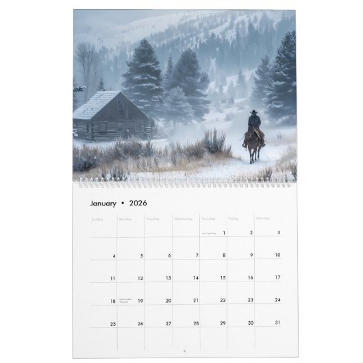 Westerne cowboykalender kalender (Jan 2026)