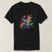 Westerne cowboykat die een haai in Taco Space Ra u T-shirt (Design voorkant)
