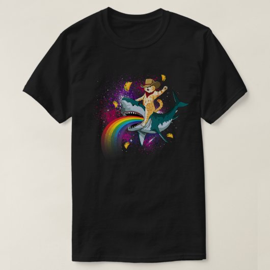 Westerne cowboykat die een haai in Taco Space Ra u T-shirt (Design voorkant)