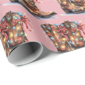 Westerne cowboylaarskerstverlichting cadeaupapier (Rol Hoek)