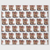 Westerne cowboylaarskerstverlichting cadeaupapier (Vlak)