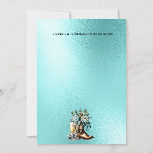 Westerne cowboylaarzen aquamarijn blauwgroen bubbl kaart (Achterkant)