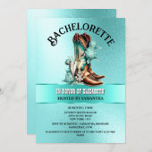 Westerne cowboylaarzen aquamarijn blauwgroen bubbl kaart (Voorkant / Achterkant)