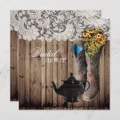 westerne cowboylaarzen Bridal Tea Party Uitnodigin Kaart (Voorkant / Achterkant)