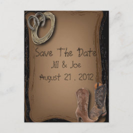 westerne cowboylaarzen bruiloft bewaar de datum aankondigingskaart