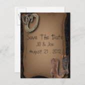 westerne cowboylaarzen bruiloft bewaar de datum aankondigingskaart (Voorkant / Achterkant)