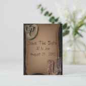 westerne cowboylaarzen bruiloft bewaar de datum aankondigingskaart (Staand voorkant)