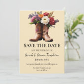Westerne Cowboylaarzen Floral Elegant Country Boer Save The Date (Staand voorkant)