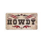 Westerne cowboylaarzen & howdy-labels etiket (Voorkant)