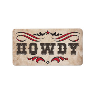 Westerne cowboylaarzen & howdy-labels etiket