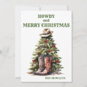 Westerne cowboylaarzen kerstboom feestdagenkaart (Voorkant)