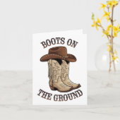 Westerne cowboylaarzen op de grond dansen op kaart (Gele Bloem)