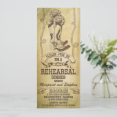 westerne cowboylaarzen repetitie dineruitnodiginge kaart (Staand voorkant)