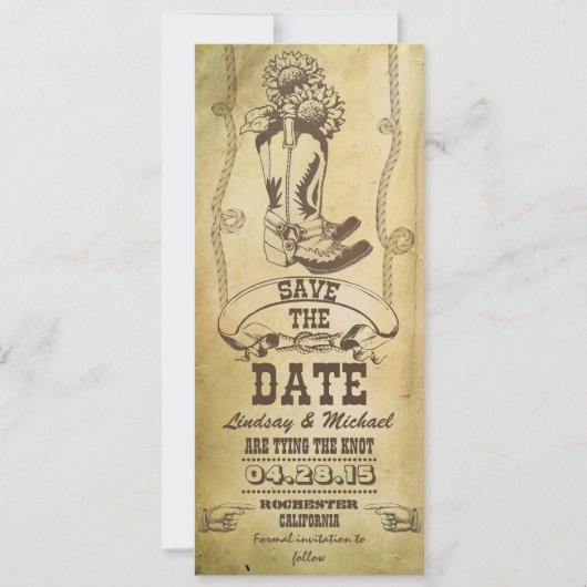 westerne cowboylaarzen Sla de datumkaarten op Save The Date (Voorkant)