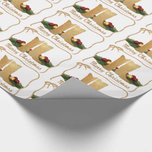 Westerne cowboylaarzen touw garland vrolijk kerstf cadeaupapier (Hoek)