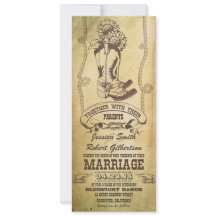 westerne cowboylaarzen vintage bruiloft uitnodigin