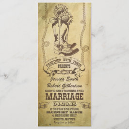 westerne cowboylaarzen vintage bruiloft uitnodigin kaart