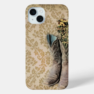 Westerne cowboylaarzen voor wilde bloemen in Damas iPhone 15 Mini Hoesje