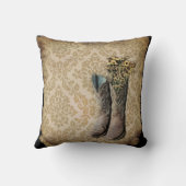 Westerne cowboylaarzen voor wilde bloemen in Damas Kussen (Achterkant)