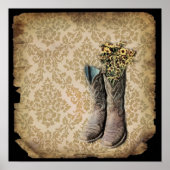 Westerne cowboylaarzen voor wilde bloemen in Damas Poster (Voorkant)