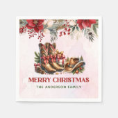 Westerne cowboylaarzen Vrolijke kerstservetten Servet (Voorkant)