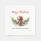 Westerne cowboylaarzen Vrolijke kerstservetten Servet (Voorkant)