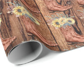 Westerne cowboylaarzen zonnebloempitten cadeaupapier (Rol Hoek)
