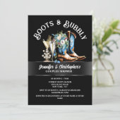 Westerne cowboylaarzen zwart blauw bubbly chic kaart (Staand voorkant)