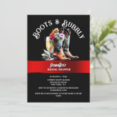 Westerne cowboylaarzen zwart rood bubbly chic kaart (Staand voorkant)