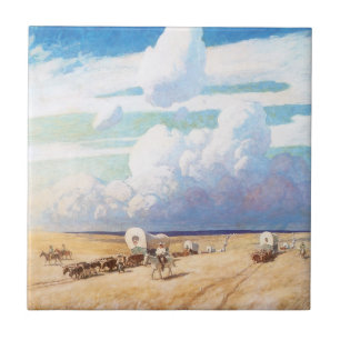 Westerne cowboys, afgedekt door Wyeth Tegeltje