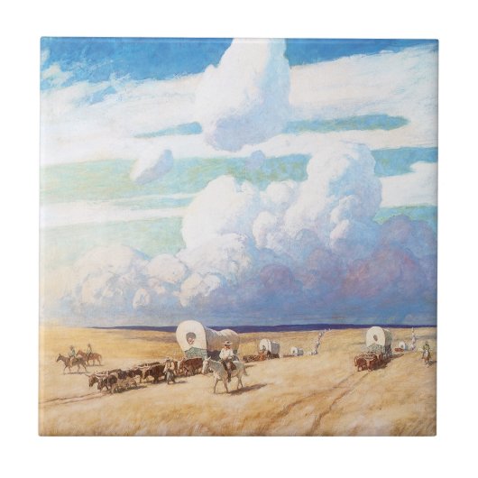  Westerne cowboys, afgedekt door Wyeth Tegeltje (Voorkant)