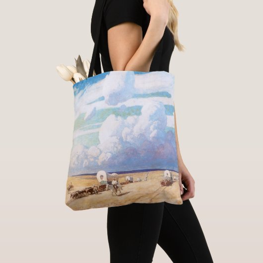  Westerne cowboys, afgedekt door Wyeth Tote Bag (Dichtbij)