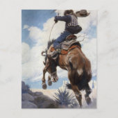 Westerne cowboys, Bucking by NC Wyeth Briefkaart (Voorkant)