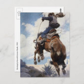  Westerne cowboys, Bucking by NC Wyeth Briefkaart (Voorkant / Achterkant)