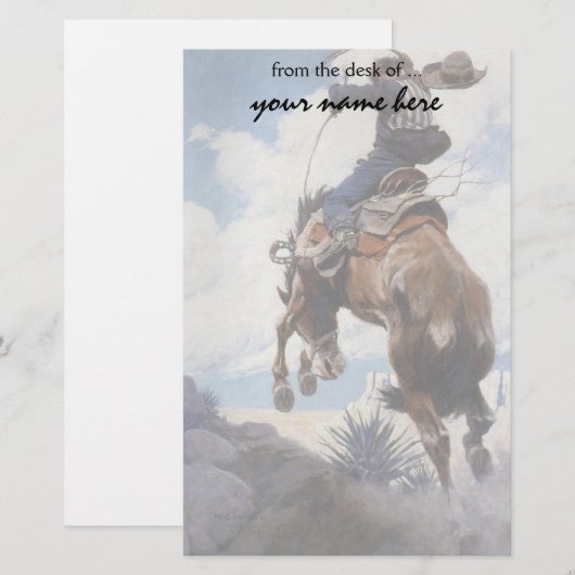  Westerne cowboys, Bucking by NC Wyeth Briefpapier (Voorkant / Achterkant)