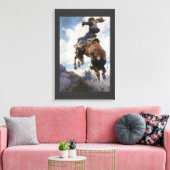  Westerne cowboys, Bucking by NC Wyeth Canvas Afdruk (Insitu (Woonkamer))