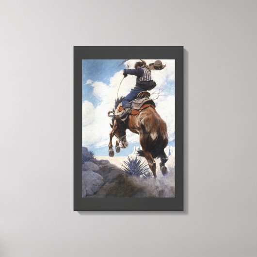  Westerne cowboys, Bucking by NC Wyeth Canvas Afdruk (Voorkant)