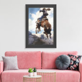  Westerne cowboys, Bucking by NC Wyeth Canvas Afdruk (Insitu (Woonkamer))