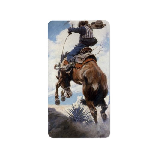  Westerne cowboys, Bucking by NC Wyeth Etiket (Voorkant)