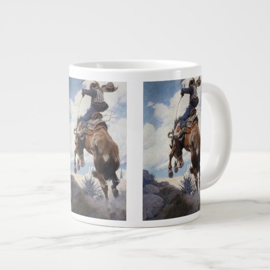 Westerne cowboys, Bucking by NC Wyeth Grote Koffiekop (Voorkant rechts)