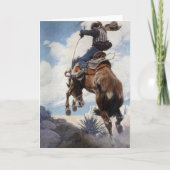  Westerne cowboys, Bucking by NC Wyeth Kaart (Voorkant)
