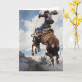 Westerne cowboys, Bucking by NC Wyeth Kaart (Gele Bloem)
