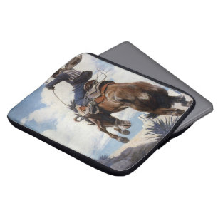  Westerne cowboys, Bucking by NC Wyeth Laptop Sleeve