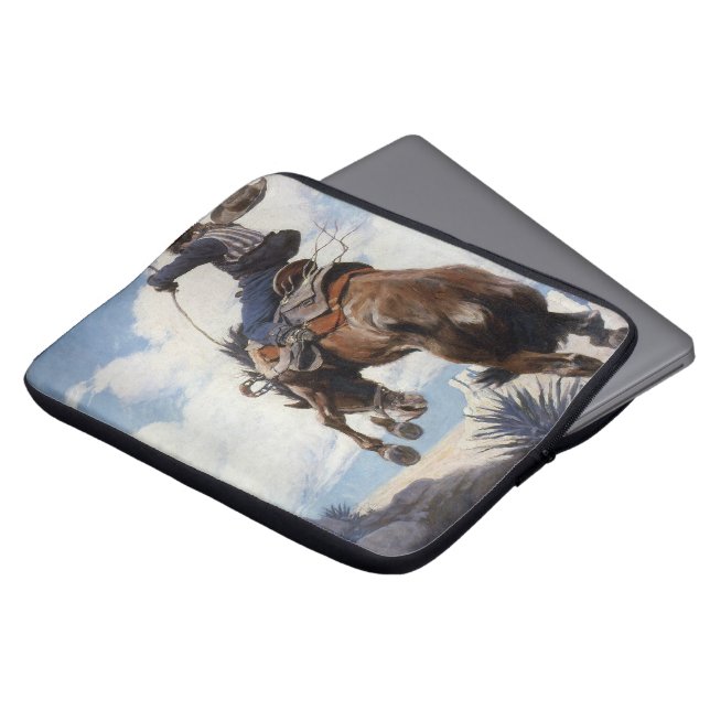  Westerne cowboys, Bucking by NC Wyeth Laptop Sleeve (Voorkant top)
