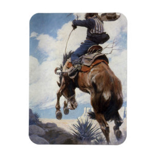 Westerne cowboys, Bucking by NC Wyeth Magneet