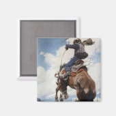 Westerne cowboys, Bucking by NC Wyeth Magneet (Voorkant / Achterkant)